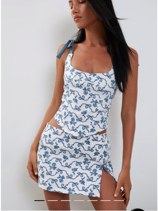 Motel Rocks Dresses & Skirts - Jatmi Corset Top & Yatri Skirt Set In White & Blue Ribbon 🎀 Size M